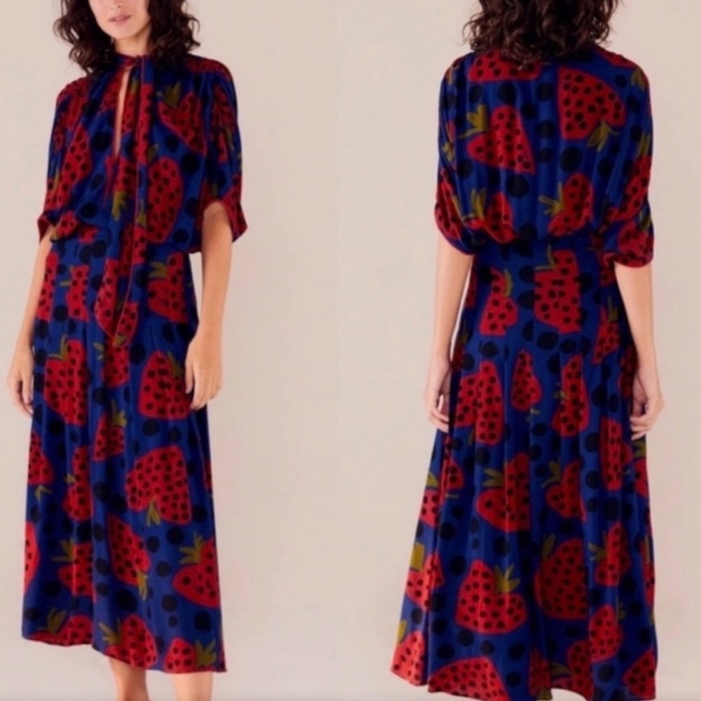Farm Rio Heartberry Strawberry Print Midi Dress - Women S